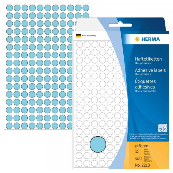 Markierungspunkte Herma 2213, Ø8mm, blau mit Verpackung