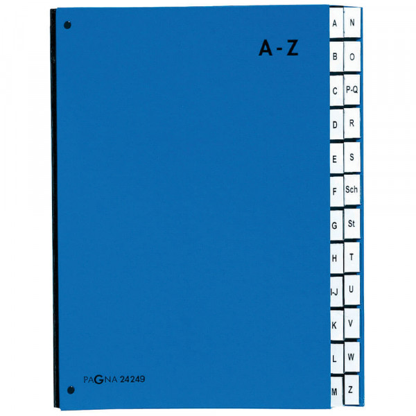 Pultordner Pagna A-Z, 24 Fächer, farbig, RC blau