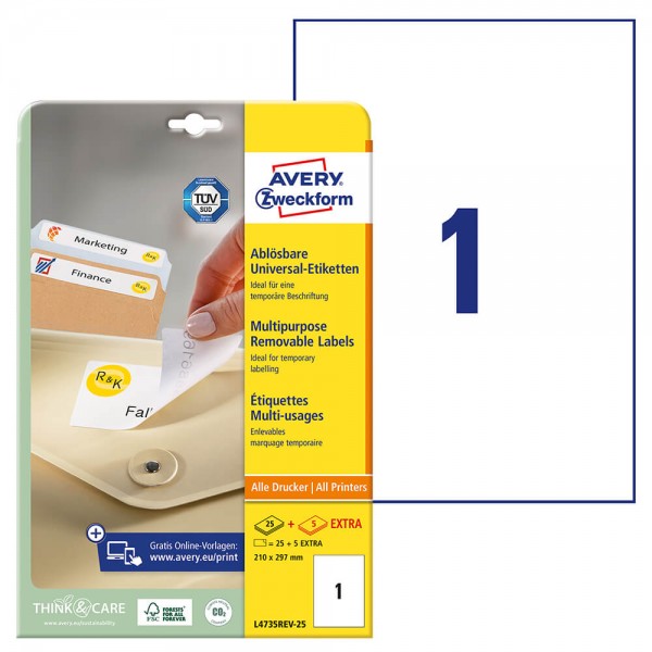 Etiketten Zweckform L4735REV-25 Verpackung + Inhalt