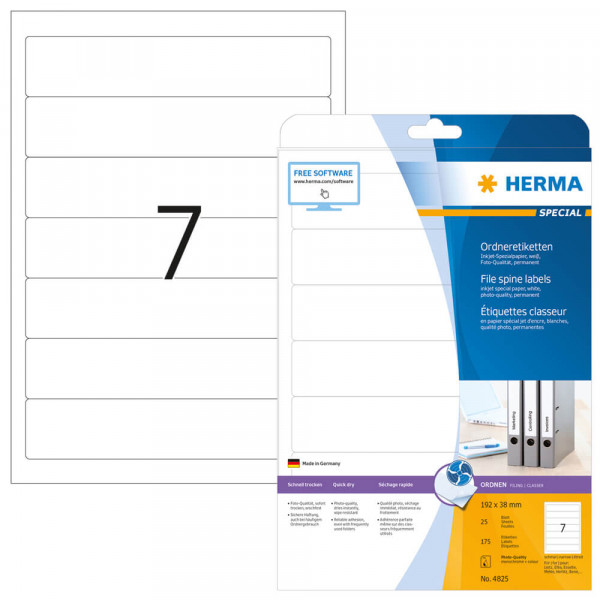 Rückenschilder Herma 4825, 192x38mm, Foto Verpackung