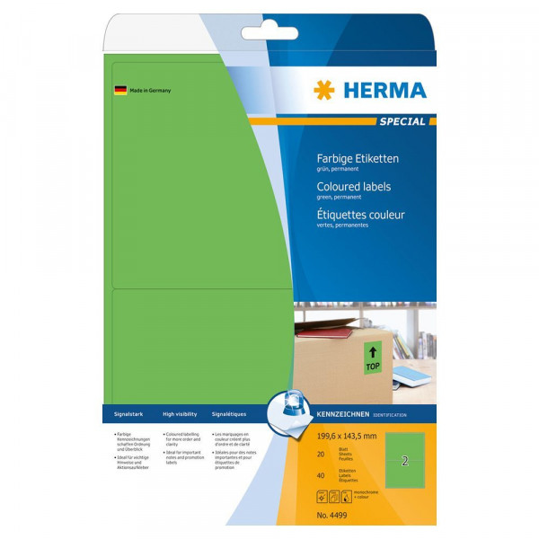 Etiketten Herma 4499, grün, 199,6x143,5mm Verpackung