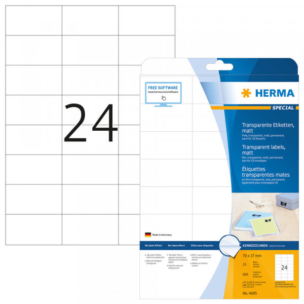 Etiketten Herma 4685, Folie, 70x37mm mit Verpackung