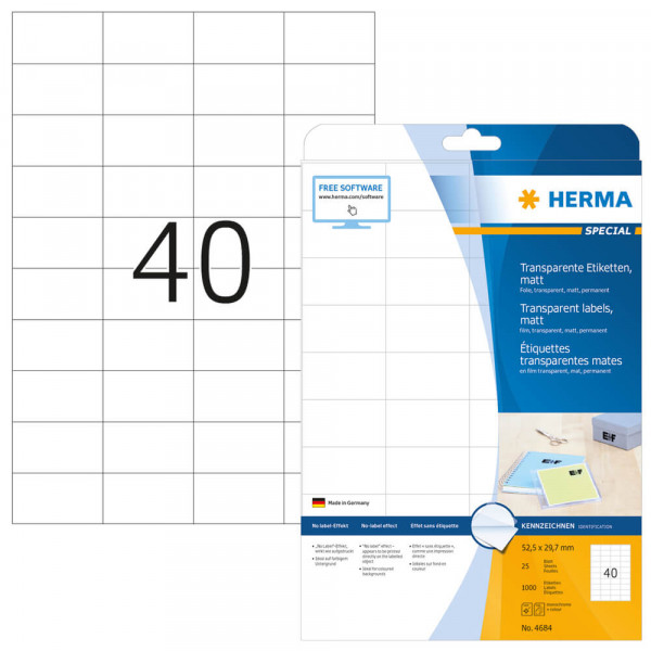 Etiketten Herma 4684, Folie, 52,5x29,7mm mit Verpackung