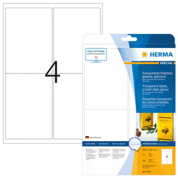 Etiketten Herma 8019, Folie, 99,1x139mm mit Verpackung