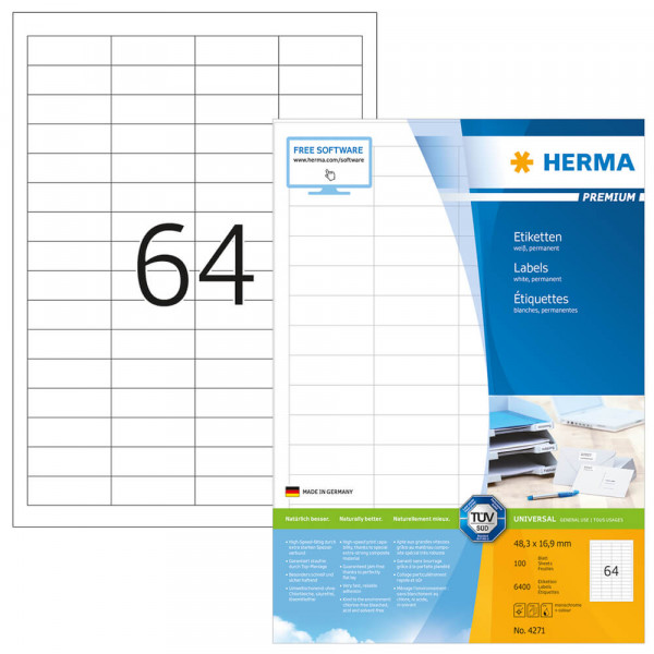 Etiketten Herma 4271, extra dick, 48,36x16,9mm mit Verpackung
