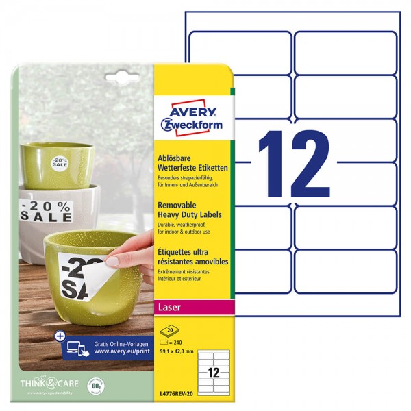 Etiketten Zweckform L4776REV-20 Verpackung + Inhalt