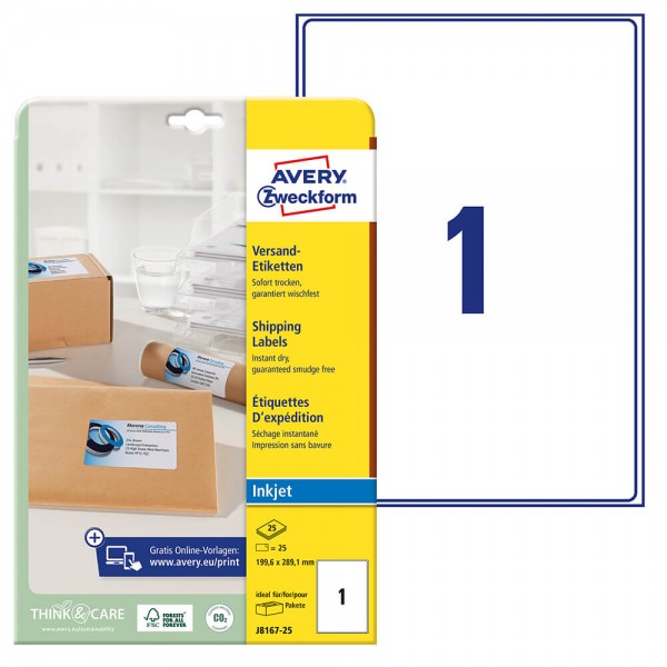 Versandetiketten Zweckform J8167-25 Verpackung + Inhalt