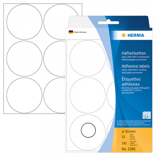 Markierungspunkte Herma 2280, Ø50mm, weiß mit Verpackung