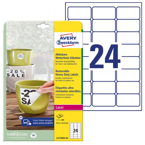 Etiketten Zweckform L4773REV20 Verpackung + Inhalt
