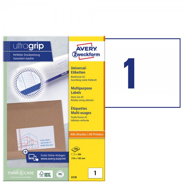 Etiketten Zweckform 6135 Verpackung + Inhalt