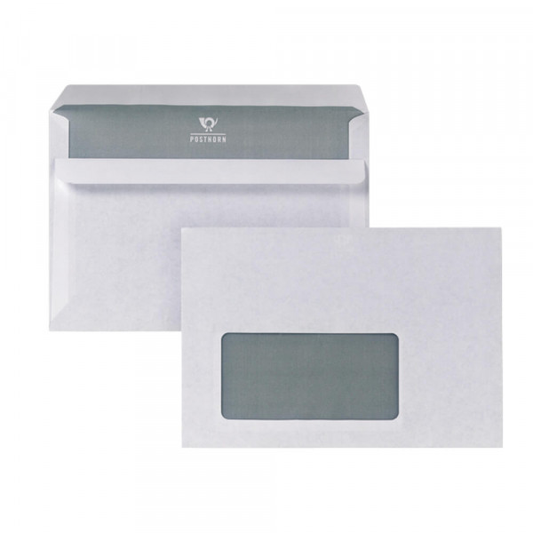Briefumschläge C6, mit Fenster, weiß, selbstklebend