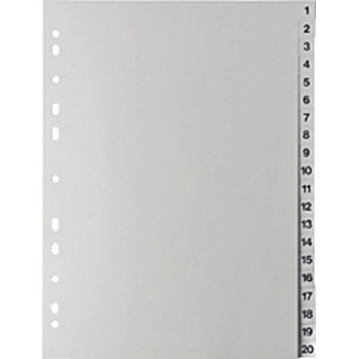 Kunststoffregister a-series AS0974, A4, 1-20, grau
