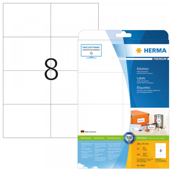 Etiketten Herma 5062, 105x74mm mit Verpackung