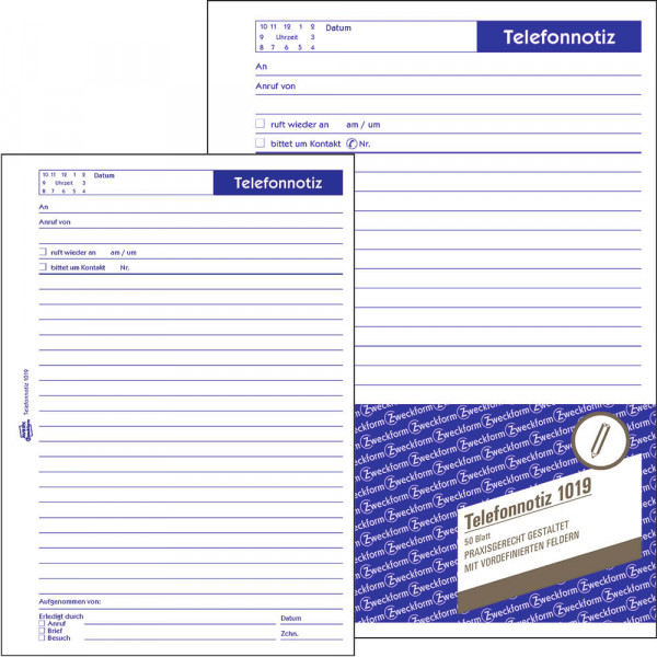 Telefonnotizen Zweckform 1019, A5 mit Deckblatt