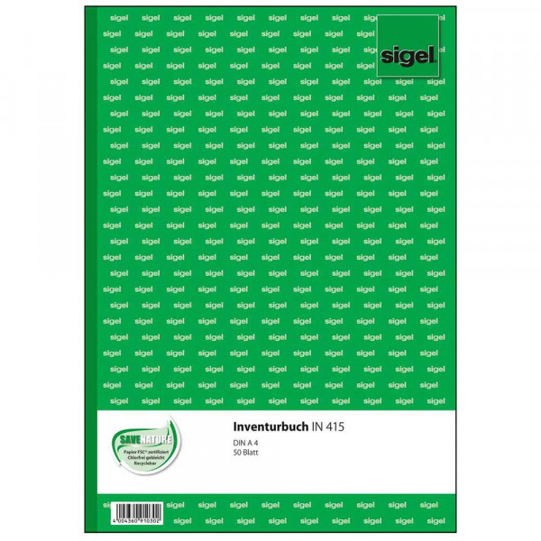 Inventurbuch Sigel IN415 Deckblatt