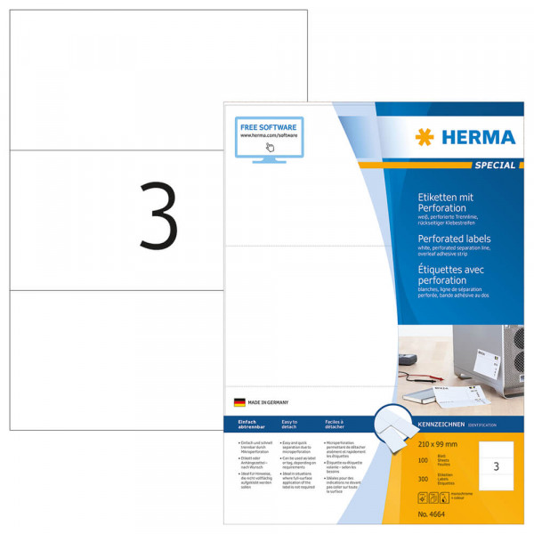 Etiketten Herma 4664, 210x99mm mit Verpackung