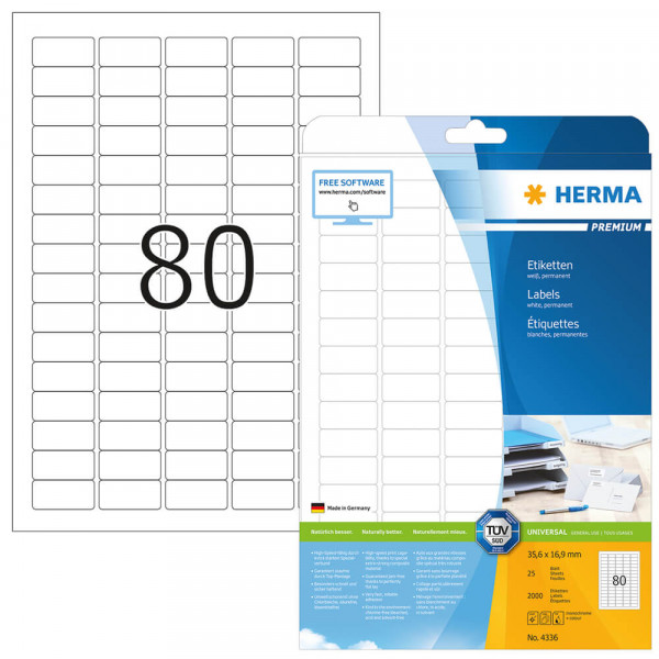 Etiketten Herma 4336, 35,6x16,9mm mit Verpackung