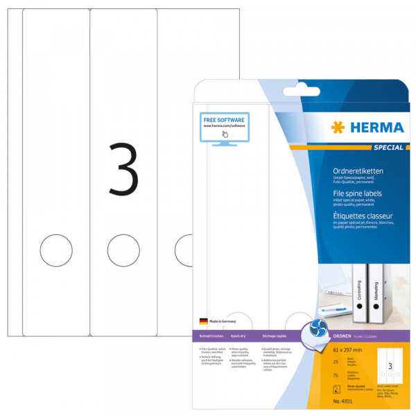 Rückenschilder Herma 4831, 297x61mm, Foto Verpackung