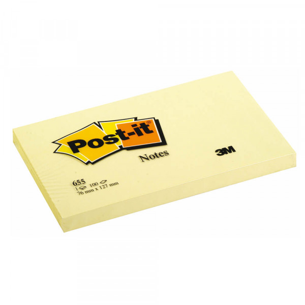 Haftnotizen Post-it Notes 655, 127 x 76 mm, groß, gelb